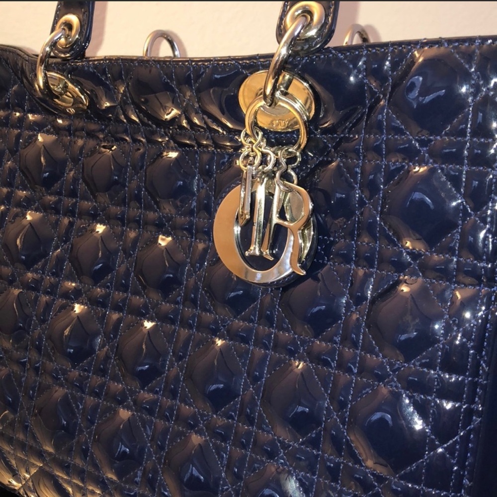 Authentic Lady Dior Large Blue Patent - Picture 8 of 8